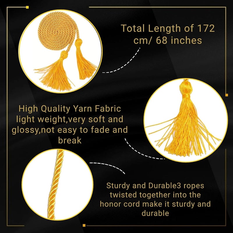 GRADFTY Double Black and Gold Graduation Honor Cords for Graduation 2025, National Honors Society Black and Gold Cords - Image 2
